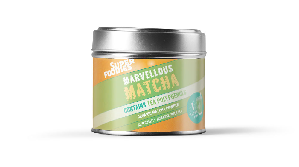Superfoodies Matcha label design